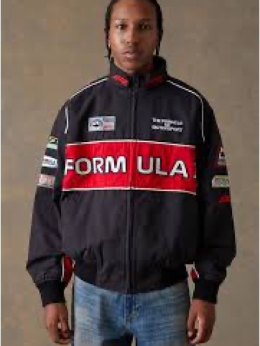 PacSun Black and Red Racing Bomber Jacket